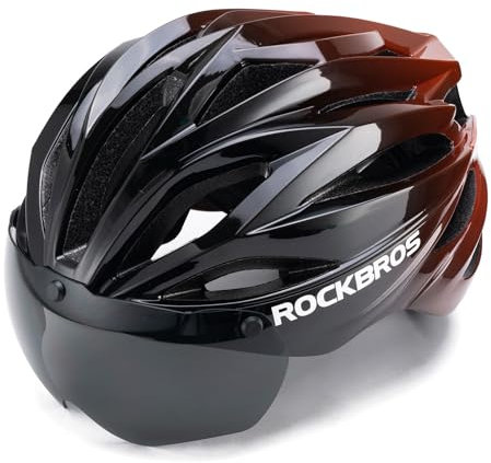 ROCKBROS Fahrradhelm Erwachsene mit Visier Magnetische Abnehmbarer, MTB Helm Atmungsaktiv Radhelm Rennradhelm Einstellbare für Damen und Herren, 58-62cm