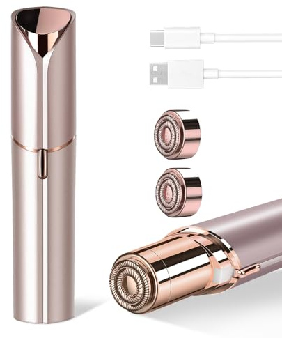 Facial Hair Removal for Women, Portable Painless Hair Remover Device, Rechargeable, with 2 Replacement Heads, for Face, Upper Lip and Chin