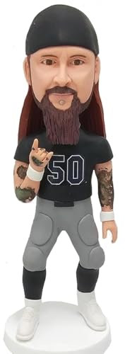 Helgee Wackelkopf Tätowierter Bärter Mann Custom Wackelkopf Personalisierte Custom Full Actionfigur basierend auf Ihrem Foto Individuelle Personalisierte Einzigartige Handgemachte Wackelkopf-Figur