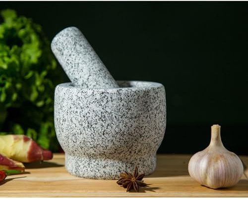 Mini triturador de ajo de piedra natural y molinillo de medicina china, mortero de granito para guacamole especias y cocina