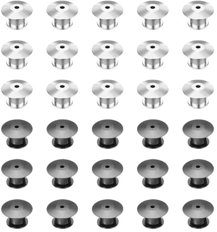 TRKETK 30 Stück Verschlussstifte Metall Pin Keepers Rücken Lock Verschluss Kein Werkzeug Erforderlich Verschlüsse Pin Sicherheitsverschluss für DIY Schmuckherstellung Broschen Namensschilder