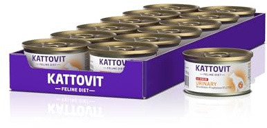 KATTOVIT - Urinary Nassfutter für Katzen | Alleinfuttermittel in der Dose | Diätfutter für ausgewachsene Katzen mit Harnwegserkrankungen | 12 x 85 g Kalb