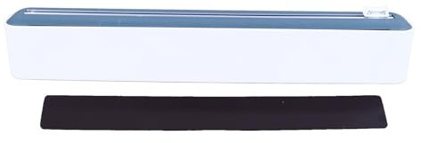 Dispensateur Enveloppant avec Coupeur, Distributeur de Films Randonnés Magnétique pour L'organisation de la Cuisine 14.4x2.0x2.2in (Bleu Blanc)