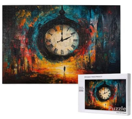 Uhr Puzzle 1500 Teile Erwachsene, Groß Puzzle abstrakt Muster Design, Holz Jigsaw 87x57cm Size mit Geschenkboxverpackung for Wanddeko Wohnzimmer, Geschenke für Frauen, Geschenke für Männer,Model462