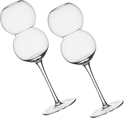 KICHOUSE 2pezzi Calici Da Vino Trasparenti in Vetro Adatti Per Vino Rosso Cocktail Frizzante e Succhi Di Frutta Design Semplice Ed Per Uso
