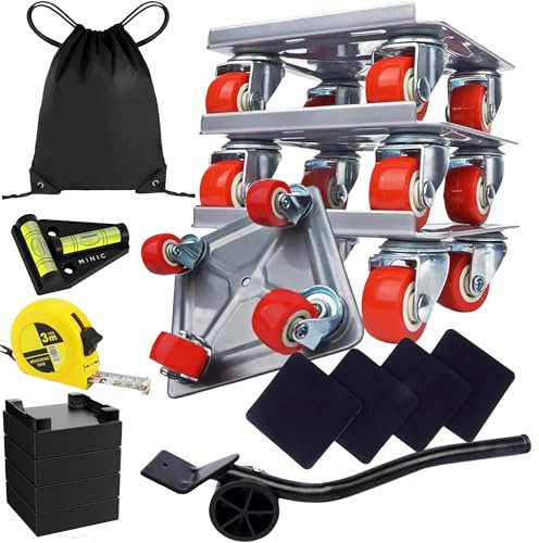 Elevador de Muebles con Ruedas Giratorias 360º Kit Transportador para Mover Muebles Pesados en Casa, Sofás, Lavadoras y Frigoríficos |Mueve Muebles de hasta 1200kg|