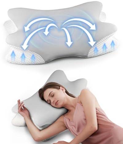 Onalix Oreiller Ergonomique Cervical Memoire Forme, Confort Optimal pour Dormir sur le Côté, le Dos ou le Ventre, Soulage les Douleurs Cervicales et Réduit le Ronflement (Gris)