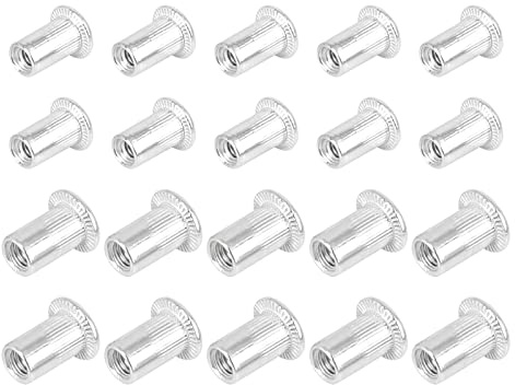 QUARKZMAN Rivet Écrous - M3/M4 Métrique Aluminium Alliage Tête plate Écrou Fileté Insert, Argenté, Paquet de 220