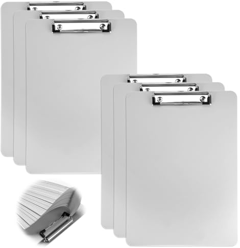 6 Pezzi Portablocco A4 con Pinza,Clipboard Contengono 80 Fogli,Cartellina Rigida in Plastica,Cartellina Presentatore Resistente Agli Urti e All'Usura,per Uffici, Scuole, Cliniche e Magazzini