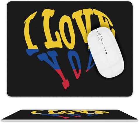 Base de Goma Alfombrilla de Ratón Bandera Colombiana te Amo Cuero Alfombrilla Gaming Tapete de Juego 25x30cm para Jugadore,PC,Trabajo