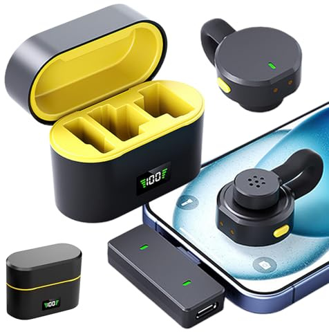 Hugsweet Microfono Senza Fili - Microfono Da Colletto Con Riduzione Rumore Ottimizzata,Accessorio Audio Con Cancellazione Rumore Per Creatori Di Contenuti, Relatori, Istruttori Di Fitness, Insegnanti