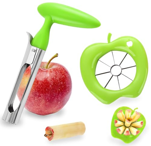 Apple Corer and Slicer 2PCS Set, Apple Cutter and Fruit Slicer, Ergonomic Handle Tool for Pear, Orange, Potato, for Kitchen Use