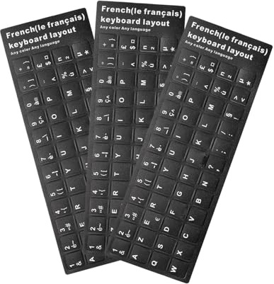 LEEQ 3 pièces Autocollants pour Clavier français Autocollants de Remplacement des Lettres du Clavier français pour Ordinateurs Portables