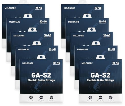 MELONARE Cuerdas Guitarra Eléctrica Regular Light 10 uds GA-S2-10 | Calibre 10-46, entorchado de acero niquelado, núcleo hexagonal, revestimiento antioxidante, cuerdas Ball-End