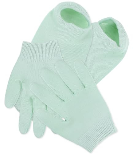 JECOMPRIS Set di Guanti e Calzini in Gel Idratante da Spa per Mani e Piedi Secchi, Morbidi e Leggeri, per Trattamento Notturno e Assorbimento Rapido della Lozione Colore Colore Casuale