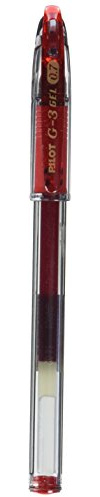 Pilot G-3 Gelschreiber nachfüllbar mit Gummi-Griffzone 0,7 mm Schreibspitze 0,5 mm Strichbreite 12 Stück rot