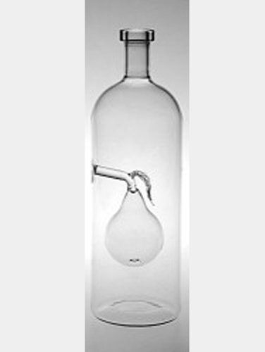 Oberstdorfer Glashütte Flasche mit klarer Birne befüllbare Glaskaraffe klare Kristallglas Flasche mundgeblasen Füllmenge 0,7 Liter Höhe ca 245 mm