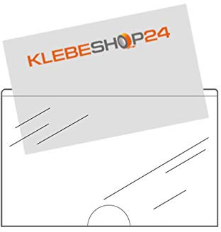 KLEBESHOP24 Visitenkartentaschen selbstklebend | Mit Daumenausstanzung unten | Transparent | 95 x 60 mm | Breite Seite offen | Menge wählbar