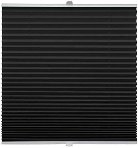 Plissee auf Maß für alle Fenster Montage Glasleiste Blickdicht mit Spannschuh Sonnenschutzrollo Schwarz Breite: 71-80 cm, Höhe: 101-150 cm