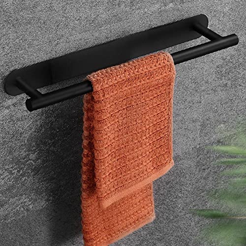 Toalleros de Baño-XINGLO-Adhesiva Barra de Toalla sin Taladro Toallero Barra Acero Inoxidable SUS304 Acabado,Impermeable Completo (Negro)