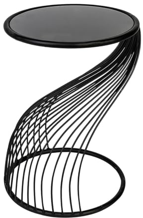 Casablanca Beistelltisch Ray - rund - Glas und Metall - schwarz - Höhe 53cm x Ø 39cm - Couchtisch