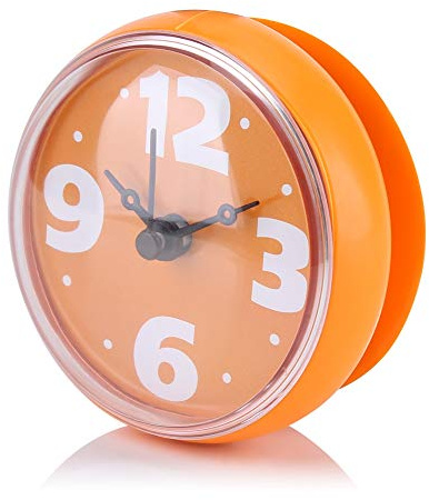 Dusch-Wanduhr, Saugnapf, modern, dekorativ, Fensterspiegel, Badewanne, Duschuhr, leicht wasserdicht, Badezimmerzubehör (orange)