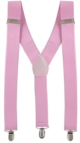 Golden Beads ADJUSTABLE BRACES MENS WOMENS UNISEX TROUSER ELASTIC Y-BACK SUSPENDERS CLIPON (Pink)