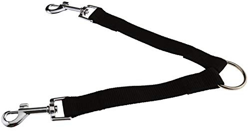 Be In Your Mind Coupler Hundeleine, Doppelleine, 2 Hunde auf 1 Leine, Nylon, Schwarz, 23 cm Länge