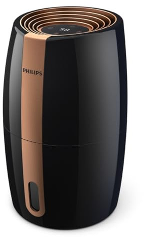 Philips Umidificatore Serie 2000, NanoCloud Igienico, 99,97% meno batteri, Serbatoio 2L, Ultra Silenzioso (33 dB), Sensore, 3 Velocità, Modalità Auto & Notte, Timer, Nero (HU2718/10)