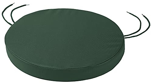 SOFTILLO Round Bistro Circular Chair Cushion with Seat Ties – 40cm, Indoor and Outdoor Furniture Seating, Water-Resistant Polyester, Patio, Kitchen Dining, Lawn & Garden - Dark Green