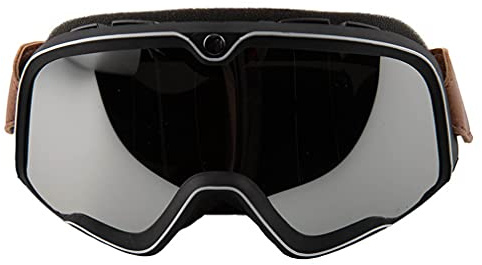 BY CITY Gafas de Moto Vintage - Anti-vahó con doble cristal y cinta regulable antidezlizante (Negro)