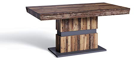 byLIVING Esstisch Matthew, Küchentisch 160 cm ausziehbar auf 215 cm | Auszugstisch Old Wood-Optik dunkelbraun, 160-215x90x75cm (LxBxH)