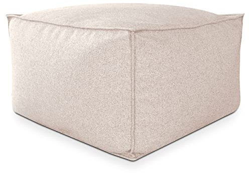Deshome - Sitzhocker Sitzpouf Pouf 80x80x50 cm mit abnehmbarem Polster für Innen- und Außenbereich: Sitzpouf Design für Sofa, Wohnzimmer, Schlafzimmer, Sitzhocker, Light Pouf Beige