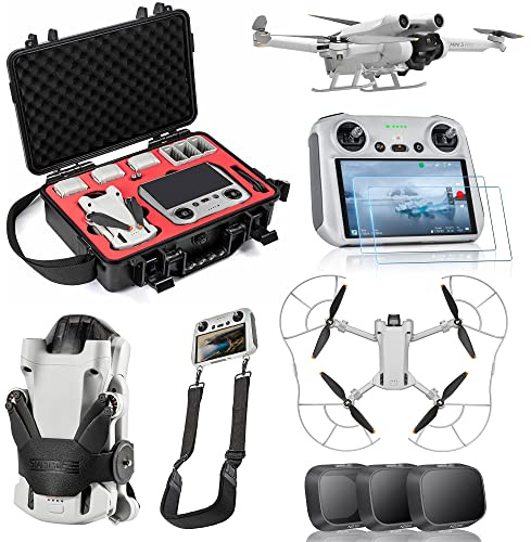 STARTRC Mini 3 Pro Zubehör Set,7 in 1 Wasserdichte Tasche,HD Glas, Filter, Propellerhalter, Propellerschutz, Lanyard-Umhängeband, Fahrwerk Für DJI Mini 3 Pro Drohne(Ohne Drohne Und Controller)