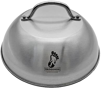 The Sasquash - Heavy Duty 9 Wide Smashed Burger Melting Cheese Dome - Commercial Grade Stainless Steel Basting and Steaming Cover
