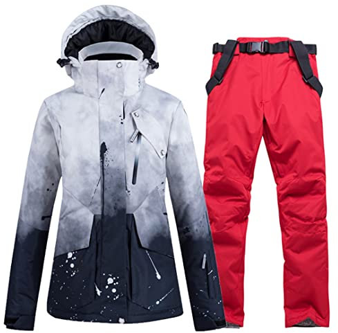 Herren Snowboardjacke + Hose Winter Outdoor Thermo Skijacke und Snowboardhose rot XXXL