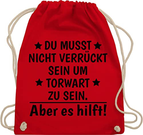 Turnbeutel Rucksack - Handball EM 2026 Trikot Ersatz - Du musst nicht verrückt sein um Torwart zu sein aber es hilft - Unisize - Rot - handballbeutel handballer kinderturnbeutel sport tasche kinder