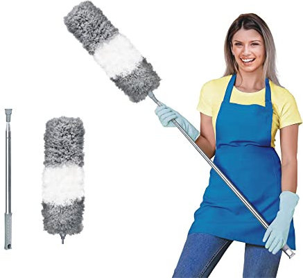 ArobiaSB Microfiber Feather Duster for Cleaning Extendable 110 Inches Long for High Ceilings Home Furniture Car Telescopic Pole Feather Dusters Telescopic Duster Extendable feather duster