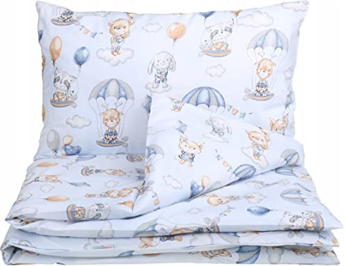 Babymam Baby 2Pc Bedding Set 100% Cotton Pillow Case Duvet Cover 135x100cm (Walk In The Clouds)