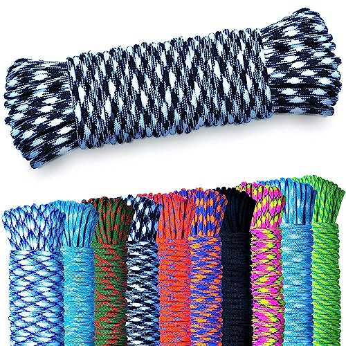 AMZoutdoor 5,10 eller 15 m paracord 550 lina | 7 kärntrådar | utomhusutrustning | utomhus camping | paracordsnören för hundhalsband | hundkoppel (svart-vit, 5 meter)