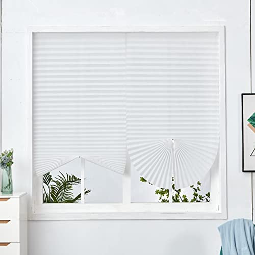 Plissee-Rollo,Papier Jalousie,Plissee Jalousien Fenster Ohne Bohren,Selbstklebende Sofortige Temporäre Privatsphäre,leicht Zu Schneiden,Für Badezimmer,Balkon,mit Clips (WxL:90x180cm(36x71in),White)