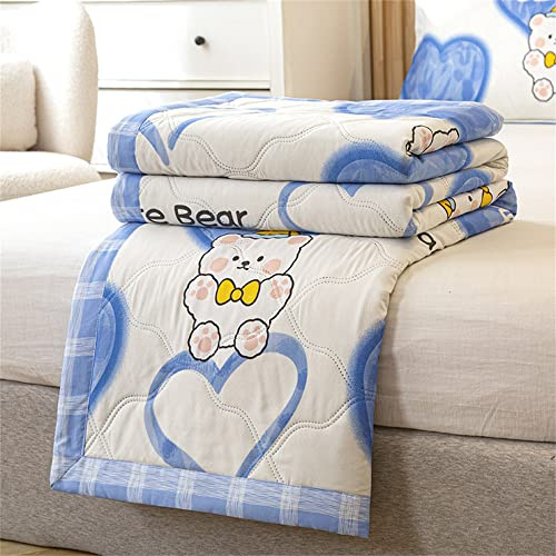 Chickwin Copriletto Matrimoniale Singolo in Coperta con Primaverile Estivo Copri Letto per Camera da Letto Face in Morbida Microfibra (180x200cm,Orso Blu)