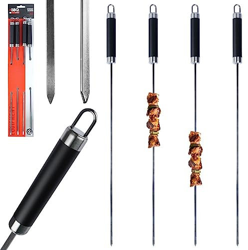 Vilde Metallspieße Grillspieße Fleischspieße Schaschlikspieße Grillwerkzeug 47 cm 4 St.
