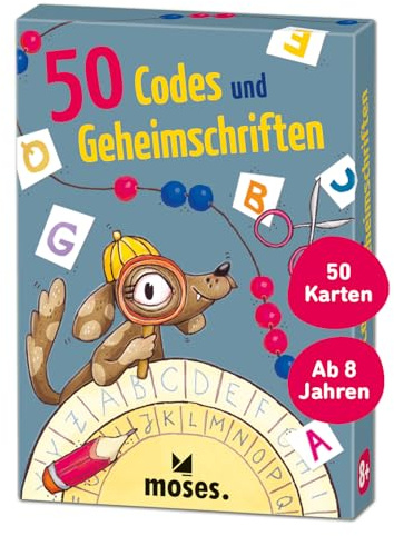 moses. 50 Codes und Geheimschriften, lustiges Kartenset für unterwegs, den Schulhof oder auf Reisen, Kinderspiel für clevere Kids ab 8 Jahren, Yellow