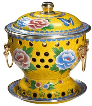 VIDECOR Chafing Dishes, Einzelperson, Kleiner Kupfertopf, Alter Pekinger Kleiner Dicker Kuh-Hot Pot, Chinesischer Traditioneller Cloisonné-Hot Pot, Kommerzieller Alkoholanteil,L