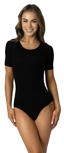 Alkato Damen Body Kurzarm | Alkato Bequemer Damen Baumwolle Body mit Rundhalsausschnitt und Druckknopfverschluss Baumwolle