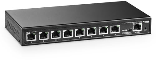 MokerLink Commutateur Ethernet géré 8 Ports 2.5G avec 1 Port Ethernet 10G Uplink, 8 Ports Base-T 2.5G compatibles avec 10/100/1000Mbps, Commutateur de réseau sans Ventilateur géré par Le Web en métal