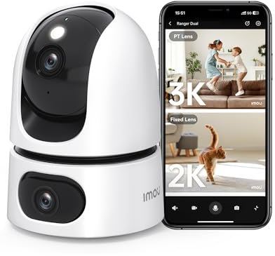 Imou 2-in-1 3K Indoor Security Camera Dual-Lens, House Security Camera 360°Full Coverage, Pet Baby Camera Wi-Fi with APP, Color Night Vision, Human/Pet/Sound/Motion Detection, Siren Spotlight