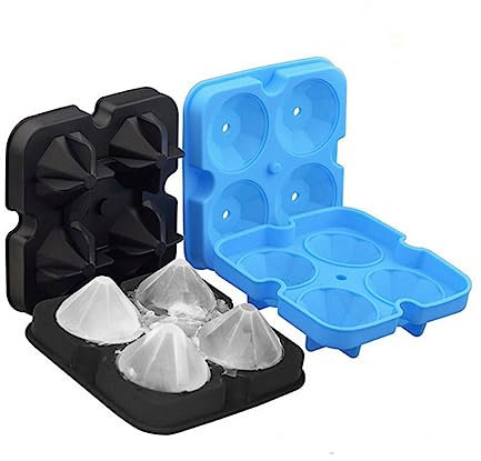 MAGICLULU 4 Antihaftbeschichtete Eiswürfelschalen Kreisförmige Eiswürfelschale Silikonform Whiskey-eisform Eisformer Diamant Eismaschine Trinktablett Kugel Eis 3d Shuixinxuan-kuchen Seife