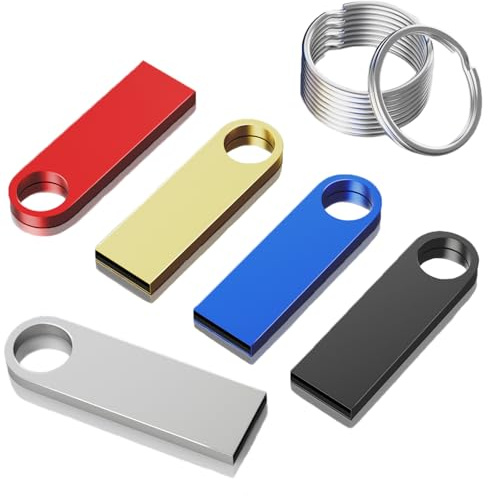 ABLAZE Pendrive 64 GB 5 delar mini metall USB-minne 2.0 vattentät 64 GB pennenhet 5-pack för bärbar dator, dator, TV, bil (5 färger)